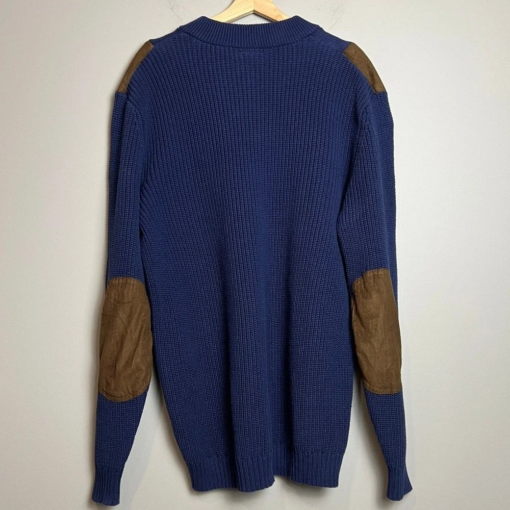 Vintage Boulder Creek Trading Co Sweater XLT‎ Blue Suede Elbow Patch